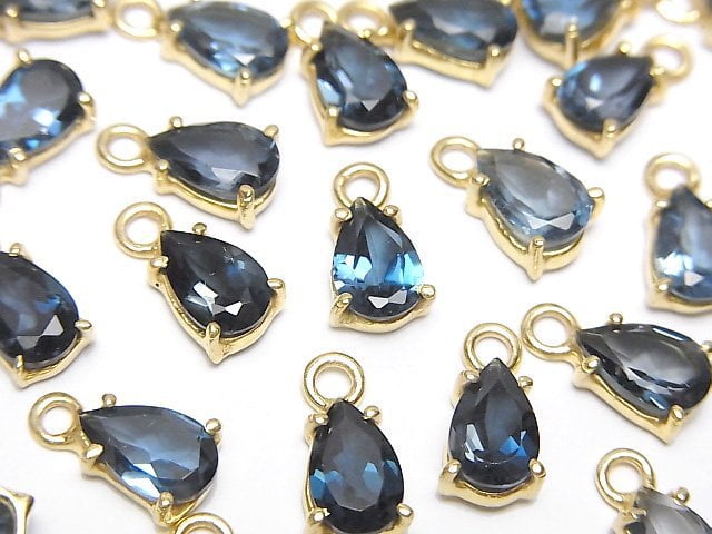 High Quality London Blue Topaz AAA Bezel Setting Pear shape Faceted 8x5mm 18KGP 1pc