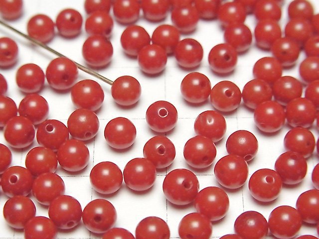 Rote Koralle (gefärbt) halb durchbohrt rund 4.5mm 10 Stück