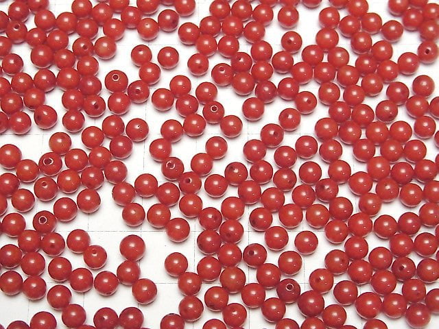 Rote Koralle (gefärbt) halb durchbohrt rund 4.5mm 10 Stück