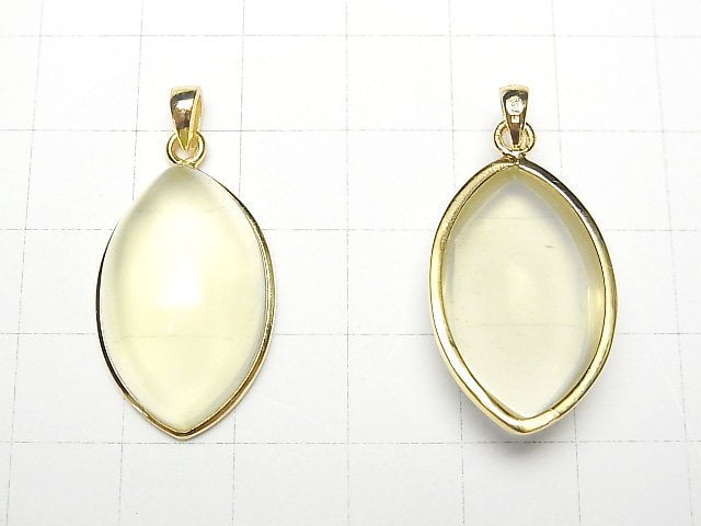 高品質檸檬石英 AAA 馬眼形吊墜 25x15mm 18KGP 1個