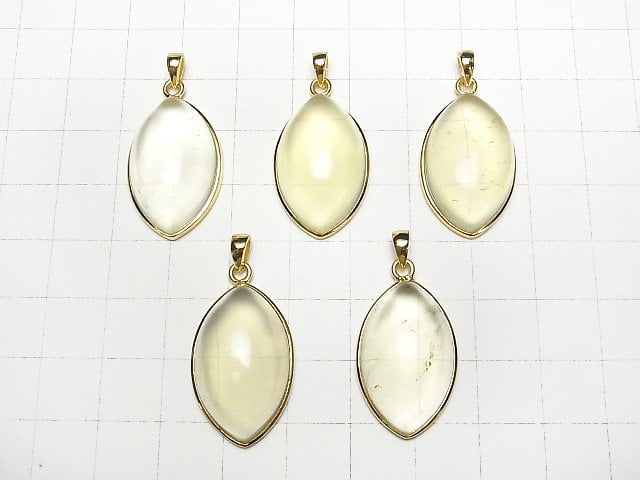 Hochwertiger Zitronenquarz AAA Marquise Anhänger 25x15mm 18KGP 1 Stück