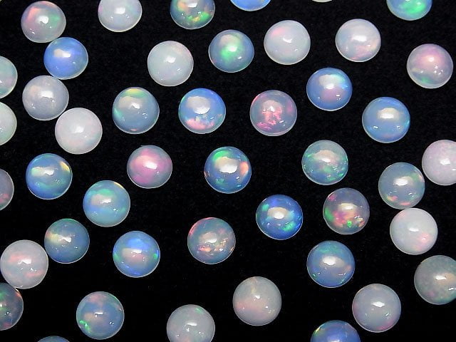 Hochwertiger äthiopischer Opal AAA rund Cabochon 7x7mm 5 Stück