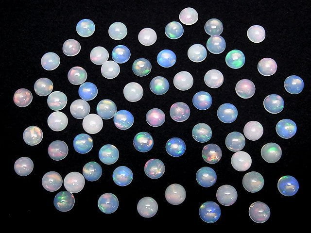 Hochwertiger äthiopischer Opal AAA rund Cabochon 7x7mm 5 Stück