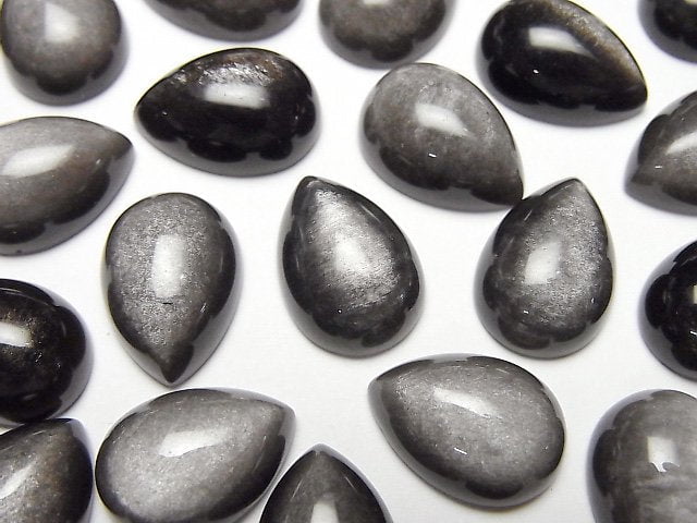 銀曜石 AAA 梨形素面切割 14x10公釐 3顆