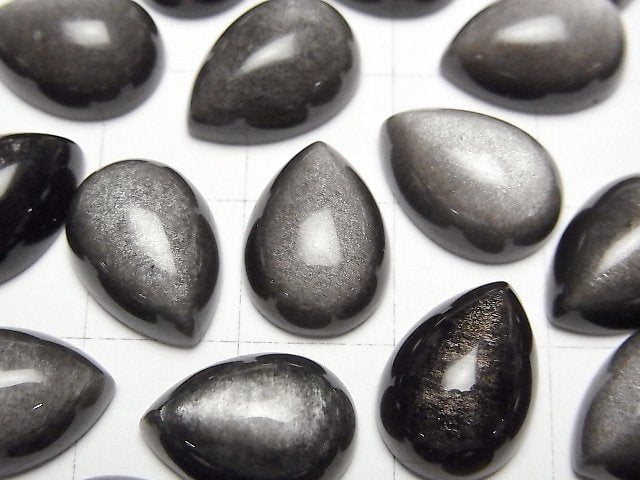 銀曜石 AAA 梨形素面切割 14x10公釐 3顆