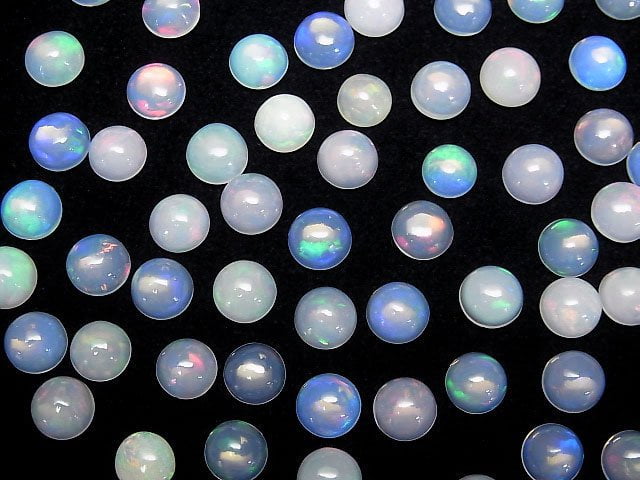 Hochwertiger äthiopischer Opal AA++ rund Cabochon 7x7mm 5 Stück