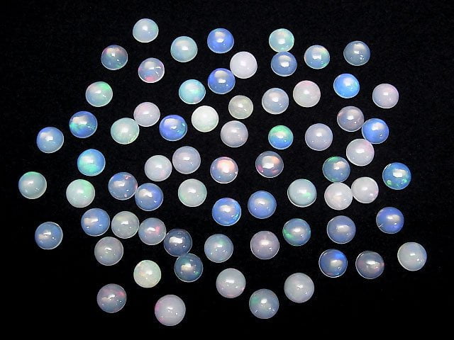 Hochwertiger äthiopischer Opal AA++ rund Cabochon 7x7mm 5 Stück