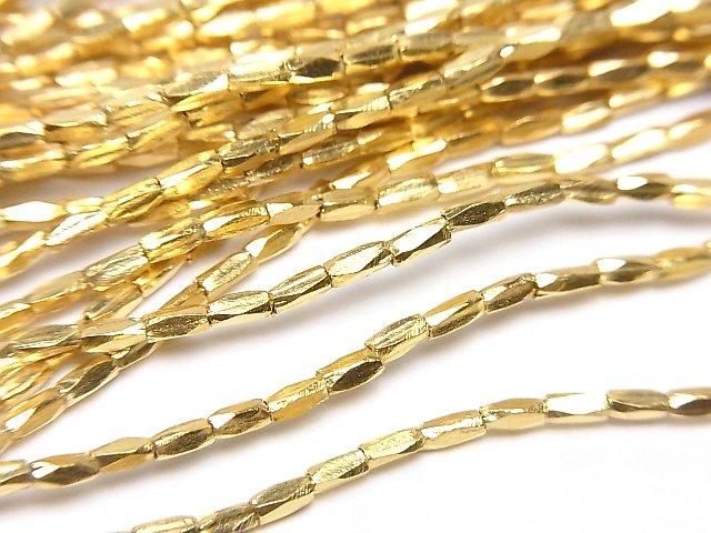 Karen Silver Faceted Nugget Beads, 3x1.2x1.2mm, 18KGP, 1/4 or 1-strand beads (approx. 27 inches/68 cm)