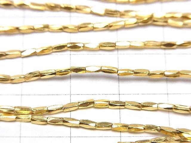 Karen Silver Faceted Nugget Beads, 3x1.2x1.2mm, 18KGP, 1/4 or 1-strand beads (approx. 27 inches/68 cm)