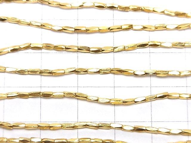 Karen Silver Faceted Nugget Beads, 3x1.2x1.2mm, 18KGP, 1/4 or 1-strand beads (approx. 27 inches/68 cm)