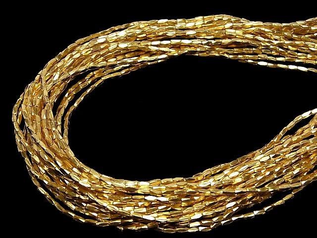 Karen Silver Faceted Nugget Beads, 3x1.2x1.2mm, 18KGP, 1/4 or 1-strand beads (approx. 27 inches/68 cm)