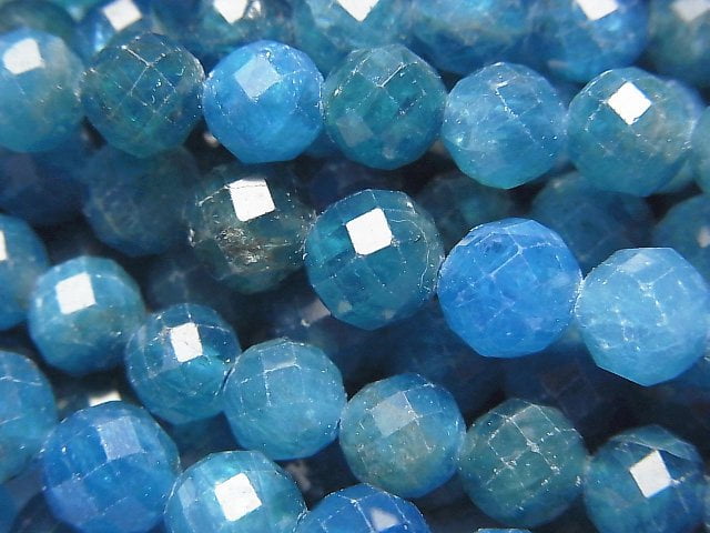 High Quality! Blue Apatite AA++ 64 Faceted Round 6mm 1strand beads (aprx.15inch/36cm)