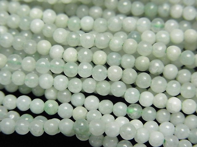 Pastel green! Burmese Jadeite AA Round 2.5mm 1strand beads (aprx.15inch/38cm)