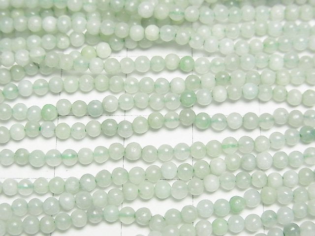 Pastel green! Burmese Jadeite AA Round 2.5mm 1strand beads (aprx.15inch/38cm)