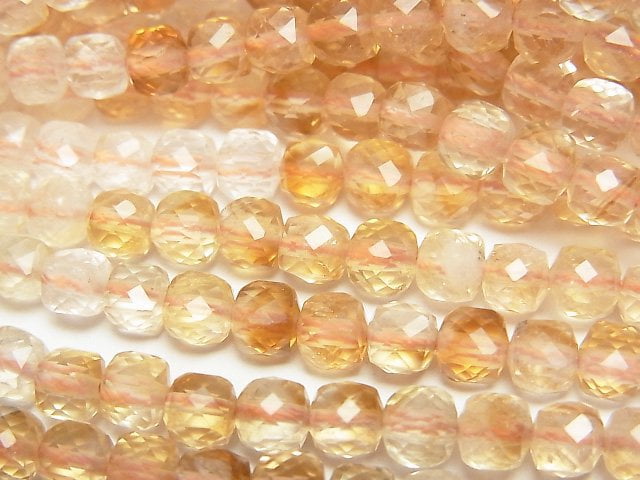 High Quality! Phantom Citrine AA+ Cube Shape 4x4x4mm 1strand beads (aprx.15inch/37cm)