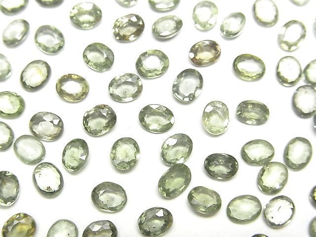 優質綠色藍寶石 AAA 級 - 橢圓形刻面裸石 5x4mm 3顆