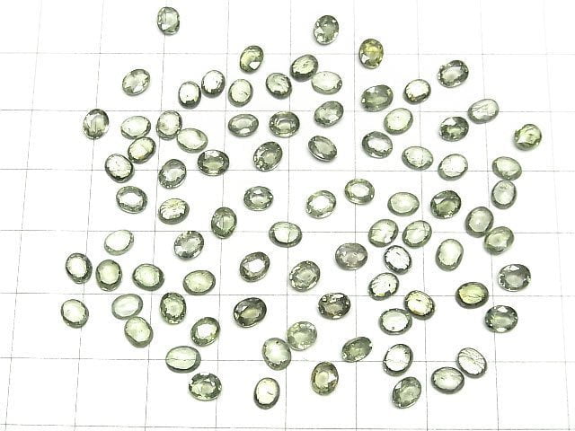 Hochwertiger grüner Saphir AAA- Lose Stein Oval Facettiert 5x4mm 3 Stück