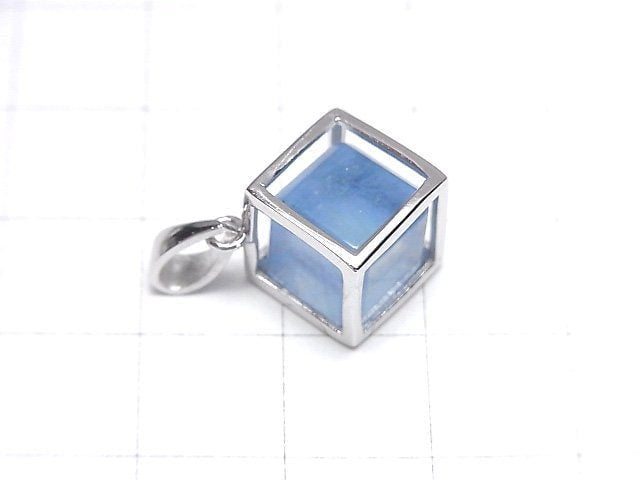 Aquamarine AAA- Dice Pendant 15x15mm Silver925 1pc
