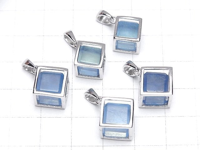 Aquamarin AAA- Würfel Anhänger 15x15mm Silber925 1Stück