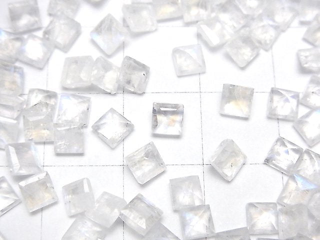 High Quality Rainbow Moonstone AAA- Loose stone Square Faceted 4x4mm 5pcs