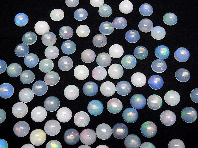 Hochwertiger äthiopischer Opal AA++ runder Cabochon 8x8mm 3 Stück