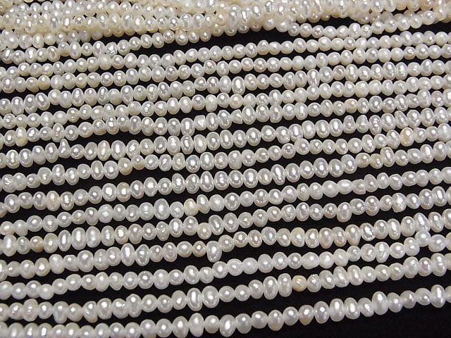 Süßwasserperle AA++ Kartoffel 3mm Weiß 1 Strang Perlen (ca. 15 Zoll/36 cm)