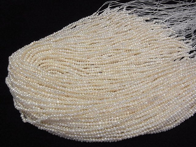 Süßwasserperle AA++ Kartoffel 3mm Weiß 1 Strang Perlen (ca. 15 Zoll/36 cm)