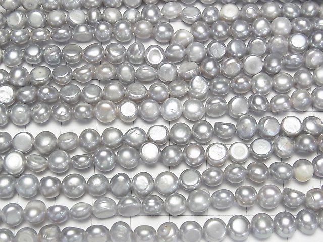 Süßwasserperle AA Kartoffel - Münze 6-7mm Silber 1 Strang Perlen (ca. 13 Zoll/33 cm)