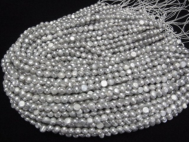 Süßwasserperle AA Kartoffel - Münze 6-7mm Silber 1 Strang Perlen (ca. 13 Zoll/33 cm)