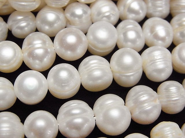 Fresh Water Pearl AA Wrinkle Potato 9mm White 1strand beads (aprx.13inch/33cm)