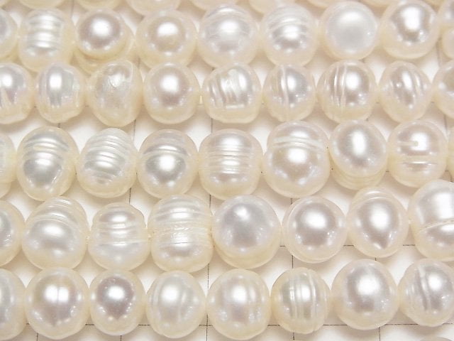 Fresh Water Pearl AA Wrinkle Potato 9mm White 1strand beads (aprx.13inch/33cm)