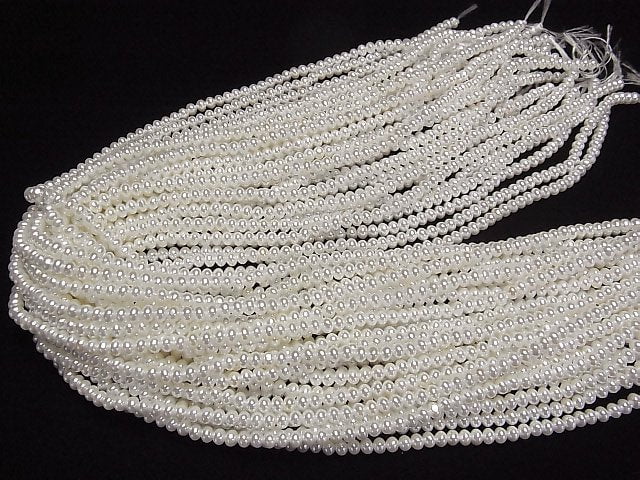 Muschelperle Weiß Rondelle 4x4x3mm 1 Strang Perlen (ca. 15 Zoll/38 cm)