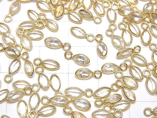 Hochwertige hellfarbige Citrin AA++ Zargenfassung Marquise facettiert 7x3.5mm 18KGP 5 Stück