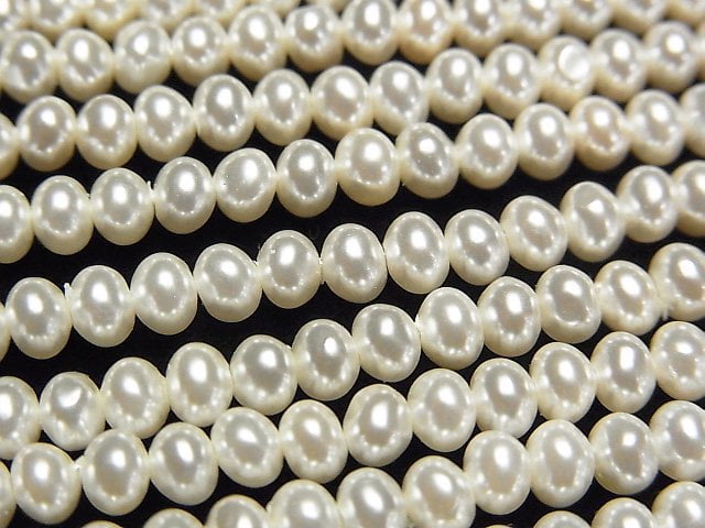 Shell Pearl Off-White Rondelle 4x4x3mm 1strand beads (aprx.15inch/38cm)