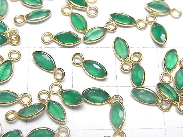 High Quality Green Onyx AAA Bezel Setting Marquise Faceted 7x3.5mm 18KGP 5pcs