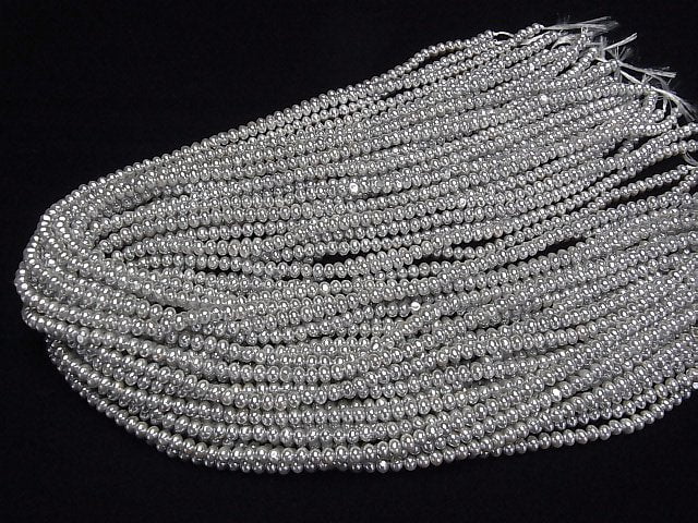 Muschelperle Silber Rondelle 4x4x3mm 1 Strang Perlen (ca. 15 Zoll/38 cm)