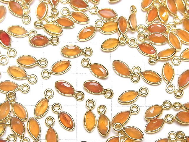 Hochwertiger Karneol AAA Zargenfassung Marquise facettiert 7x4mm 18KGP 5 Stück