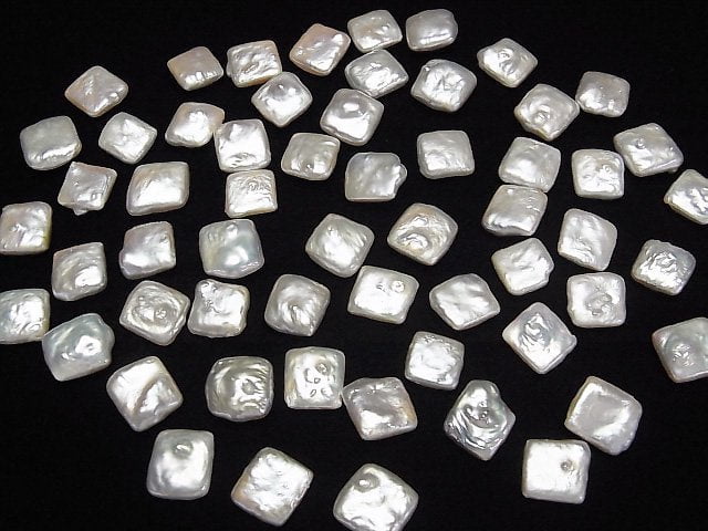 Frischwasserperle AA++ Lose Steine Quadrat 10-12mm Weiß 5Stück