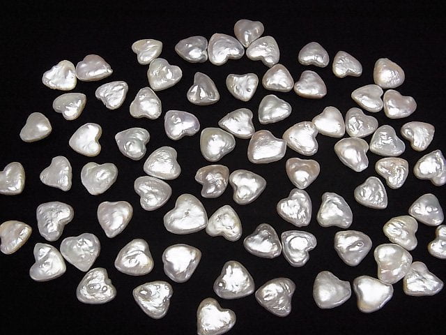 Frischwasserperle AA++ Lose Steine Herz 10x10mm Weiß 5Stück