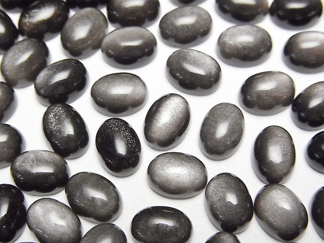 銀曜石 AAA 橢圓形素面蛋面 8x6mm 5顆