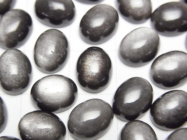 銀曜石 AAA 橢圓蛋面 10x8mm 4顆