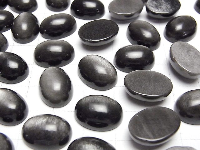 Silber Obsidian AAA Oval Cabochon 16x12mm 2Stücke