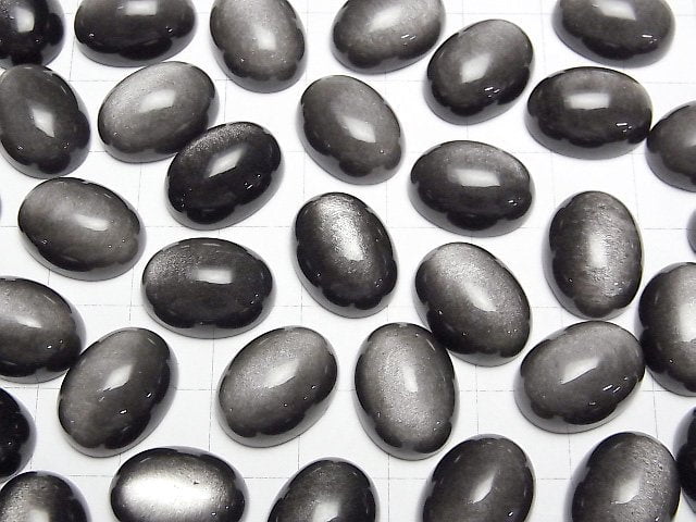 Silber Obsidian AAA Oval Cabochon 16x12mm 2Stücke