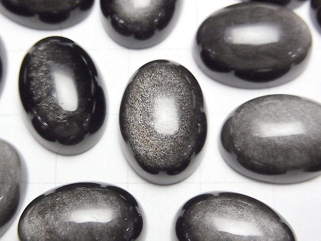 銀曜石 AAA 橢圓形素面蛋面 18x13mm 2顆