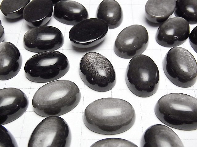 Silber Obsidian AAA Oval Cabochon 18x13mm 2Stücke