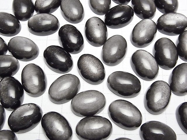 Silber Obsidian AAA Oval Cabochon 18x13mm 2Stücke