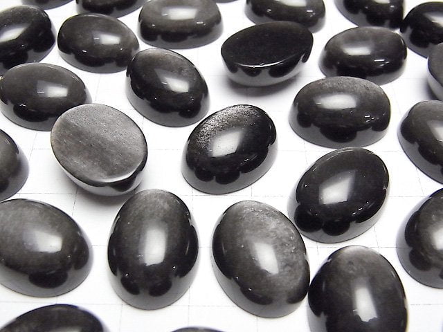 Silber Obsidian AAA Oval Cabochon 20x15mm 2Stücke