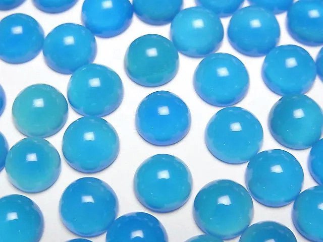 淺藍色玉髓 AAA 圓形凸圓形 8x8 公釐 5 顆