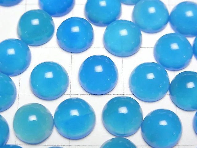 淺藍色玉髓 AAA 圓形凸圓形 8x8 公釐 5 顆