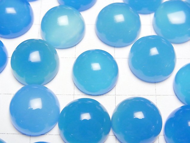 淺藍色玉髓 AAA 圓形凸圓形 12x12mm 4顆